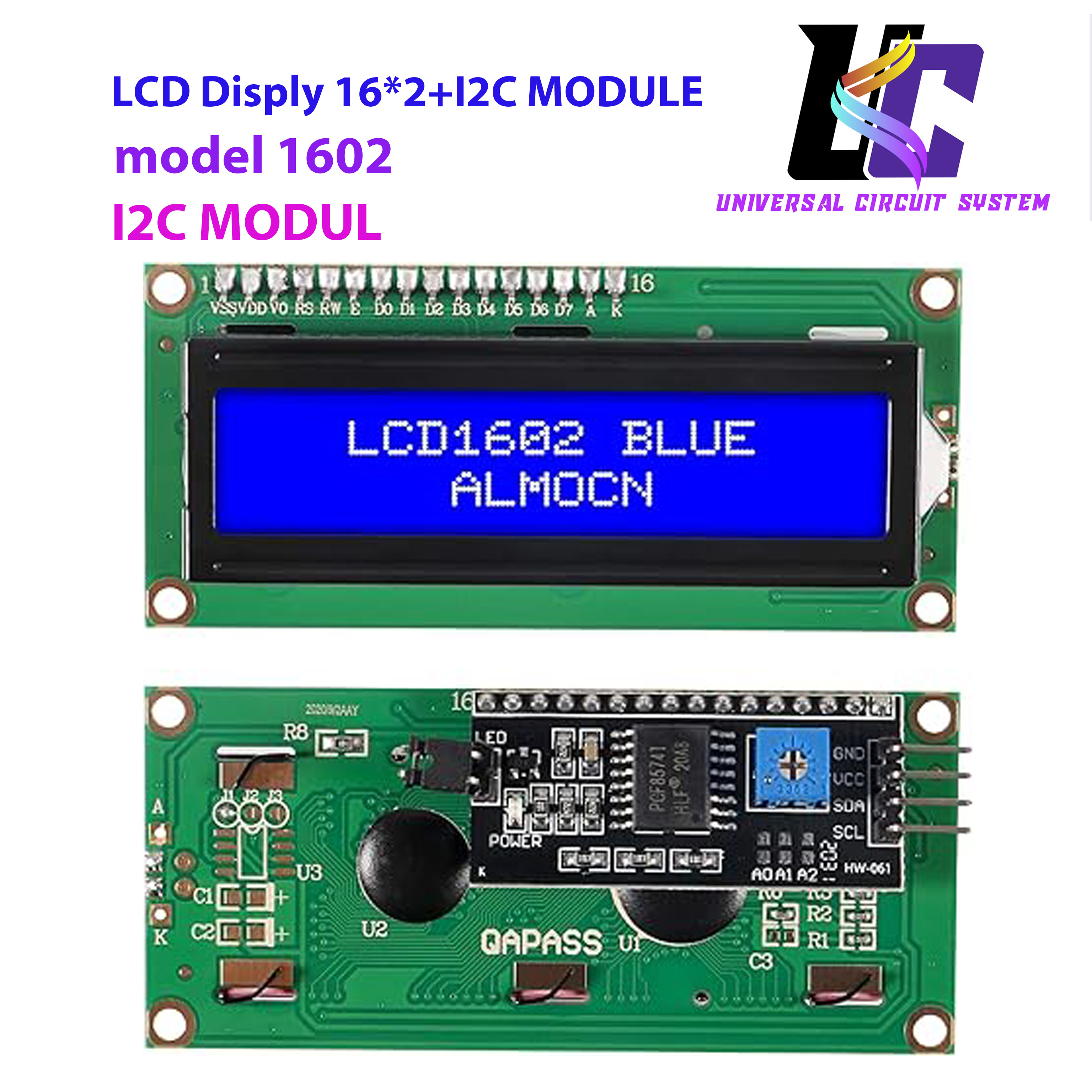 I2C 1602 LCD Display Module 16X2 Character Serial Blue Backlight LCD Module for Raspberry Pi Arduino STM32 DIY Maker Project Nanopi BPI Tinker board Electrical IoT Internet of Things. 