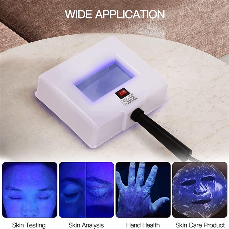 Woods Lamp Skin Analyzer Portable Magnifying Analyzer Facial Woods Lamp White&Black with Shade Cloth for Skin Testing US Plug. 