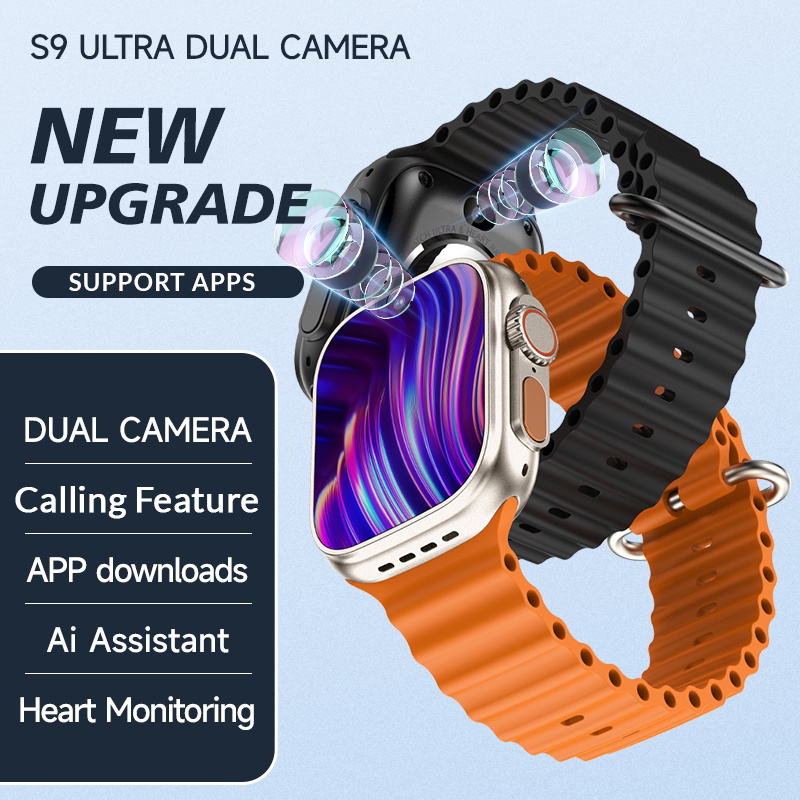 S9 Ultra 5G Smart Watch 2.08 inch Waterdrop Display RAM 4GB ROM 64GB Android 9 Dual Camera Calling Feature Google Playstore Youtube Facebook Messenger Tiktok IMO Wifi 1000mAh Battery Smartwatch for Men and Women. 