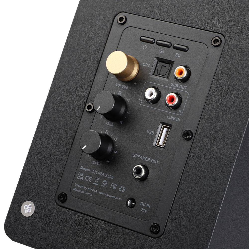 AIYIMA S500 Classic Bookshelf Speaker Bluetooth Wireless 120W Hifi Active Speakers For Home Computer Game Coaxial Optical RCA. 