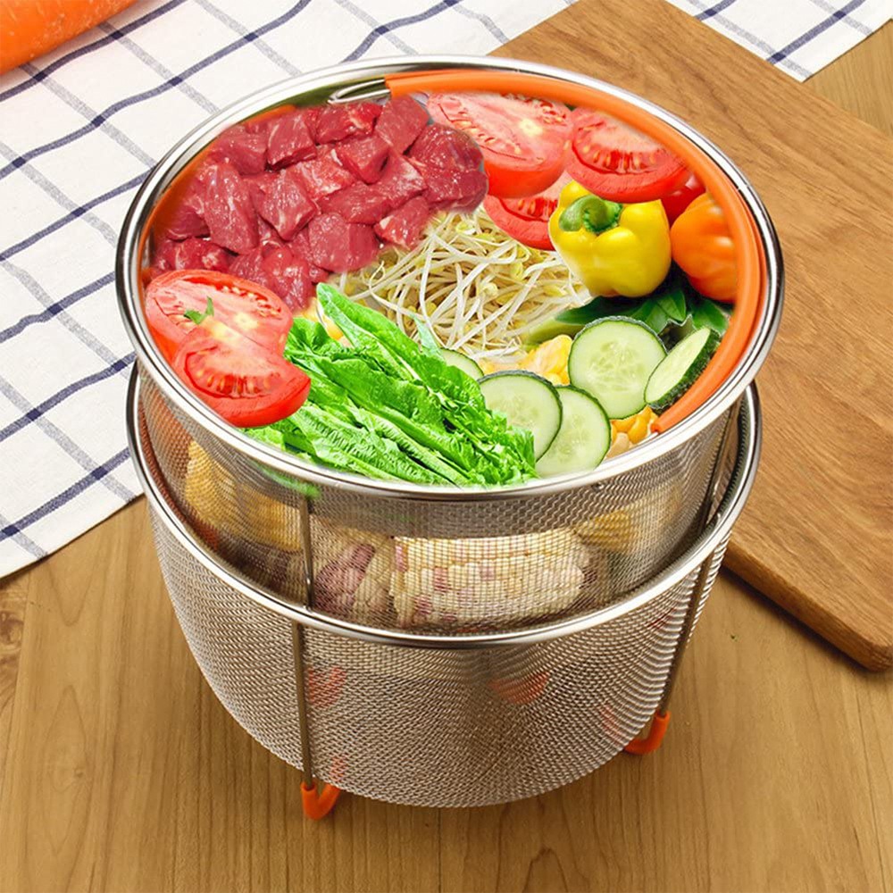 Stainless Steel Steamer Basket Set,Instant-Pot Accessories for Ninja Foodi Pressure Cooker & Multi Cooker,6Qt. 