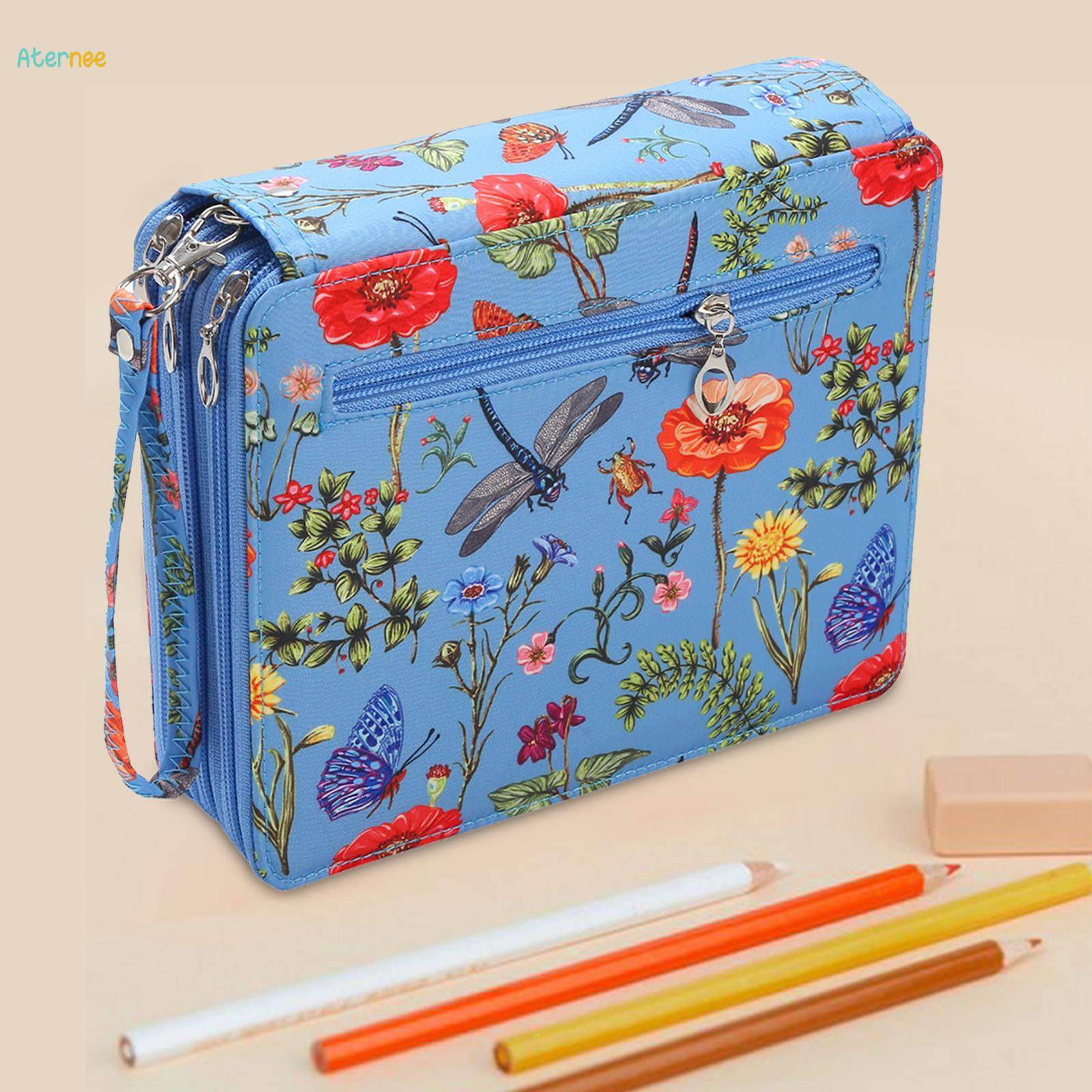 Watercolor Bag 120 Slot 3 Layer Pouch Multiunctional Large Capacity Portable Colored Pencil Case for