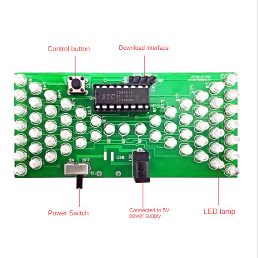 5V Electronic Hourglass DIY Kit Precise Analog Electronic Hourglass Kit with LED Lamp Double Layer Board 84X40mm. 