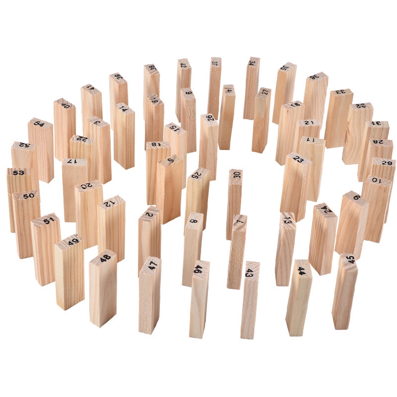 54 Pcs Mini Wooden Number Stacking Jenga Tower Building Block Kid Toys. 
