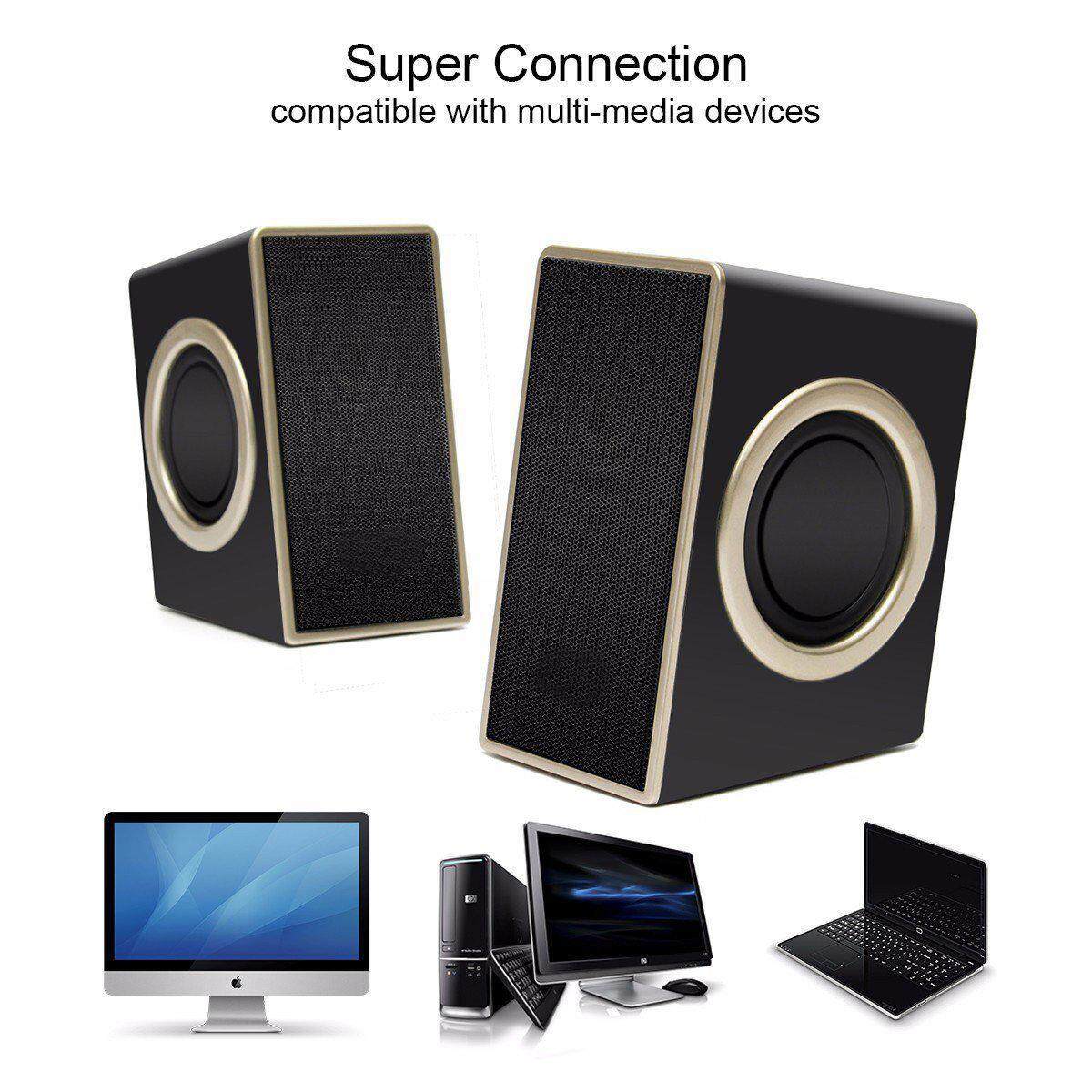 USB Speakers ELEGIANT USB Powered Computer Speakers Stereo Sound With 4 Single Bass Diaphragms And 3.5mm Audio Jack For PC. 