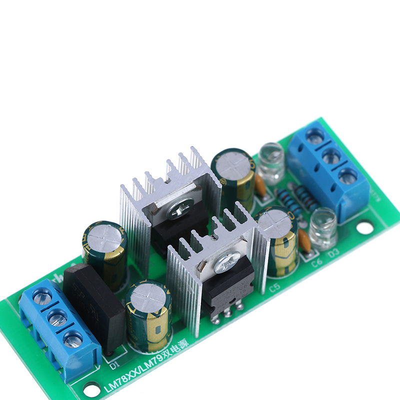 LM7812 + LM7912 ±12V dual voltage regulator rectifier bridge power supply module. 