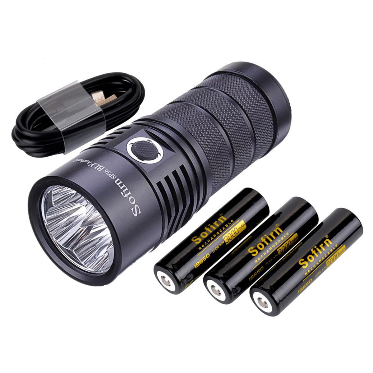SP36 BLF Anduril 4*Samsung LH351D 5650lmwerful LED  USB Rechargeable 18650 Torch 5000K High 90 CRI-5000K-black - with batteries - 5000K