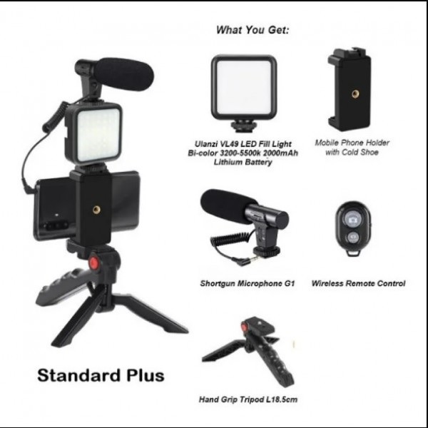 Video Making Kits AY-49 Remote Control Vlogging AY-49 remote control Video Kits Microphone LED Fill Light Mini Tripod. 