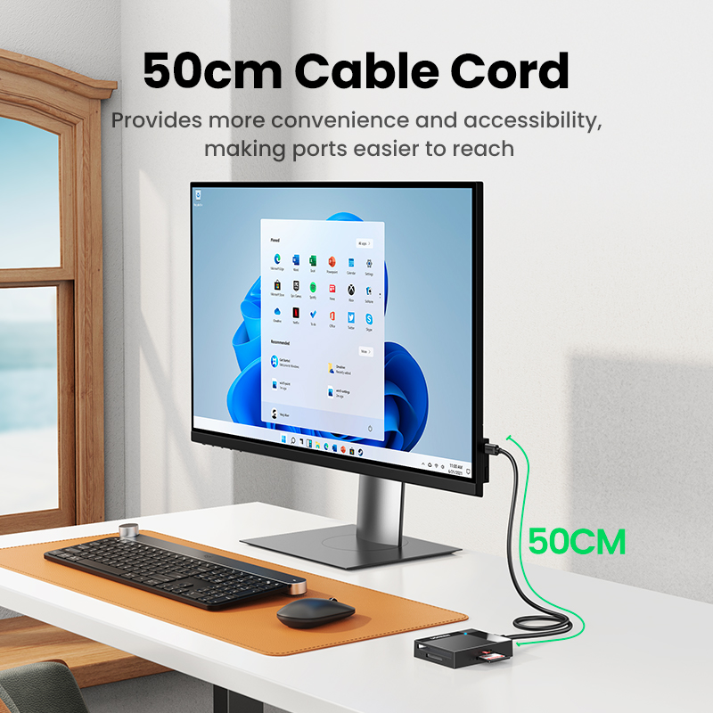 UGREEN SD Card Reader USB 3.0 Card Hub Adapter 5Gbps Read 4 Cards Simultaneously CF, CFI, TF, SDXC, SDHC, SD, MMC, Micro SDXC, Micro SD, Micro SDHC, MS, UHS-I for Windows, Mac, Linux. 