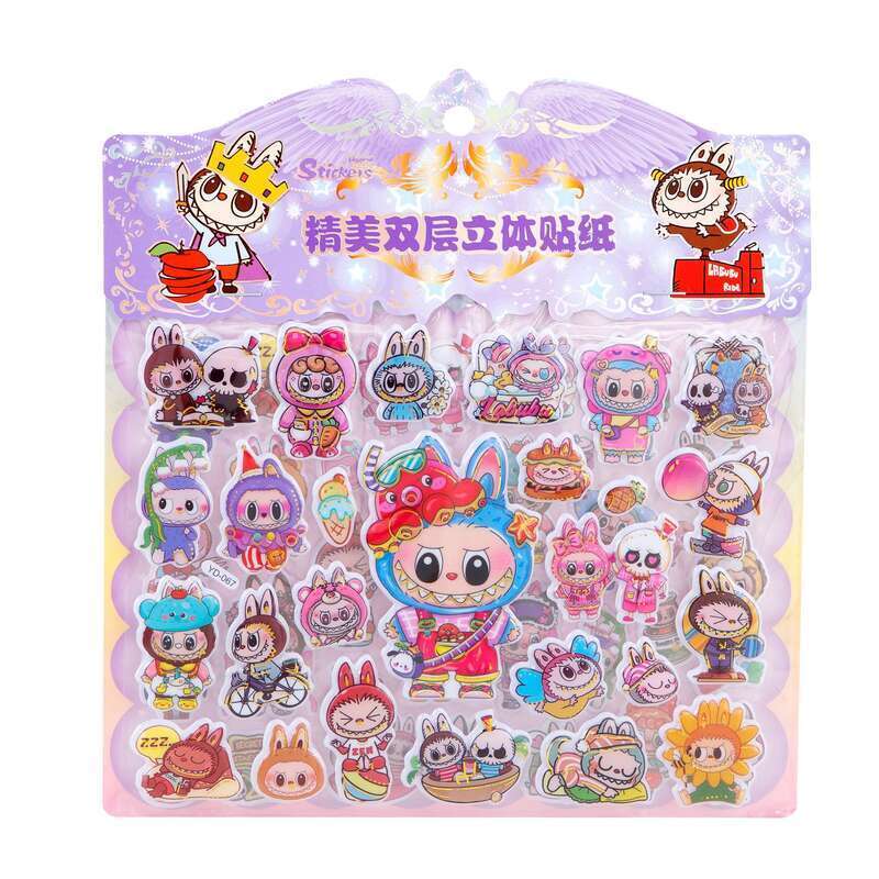 Cartoon double-layer three-dimensional cute childrens hand account non peeling concave convex 3D craft stickers, bubble stickers. 