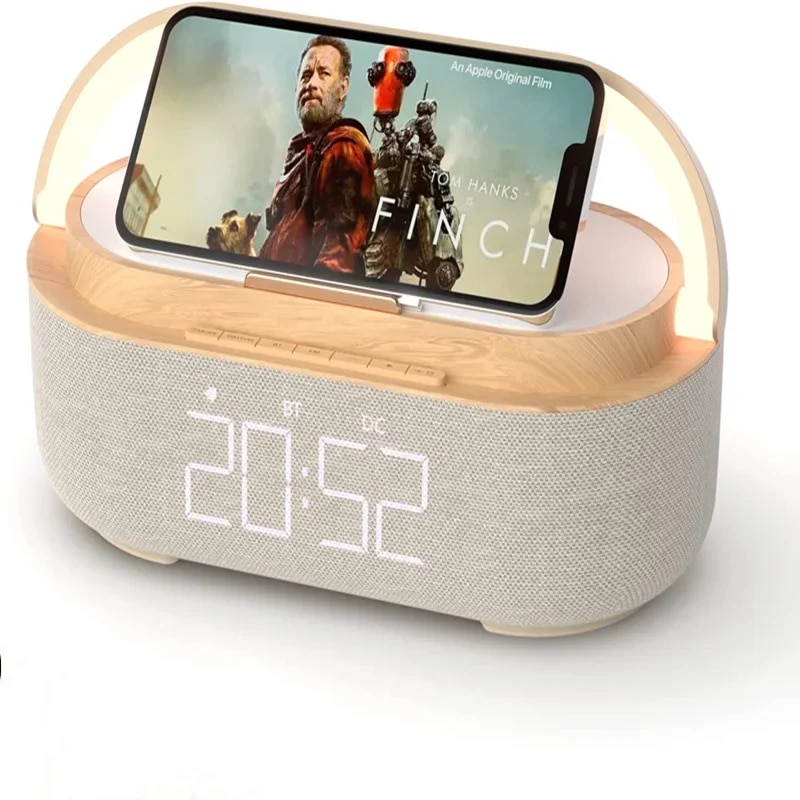 COSLUR S29 Bluetooth Speaker 2500Mah Battery Supports 15W Wireless Charging Digital Clock Display Night Light Alarm Clock. 