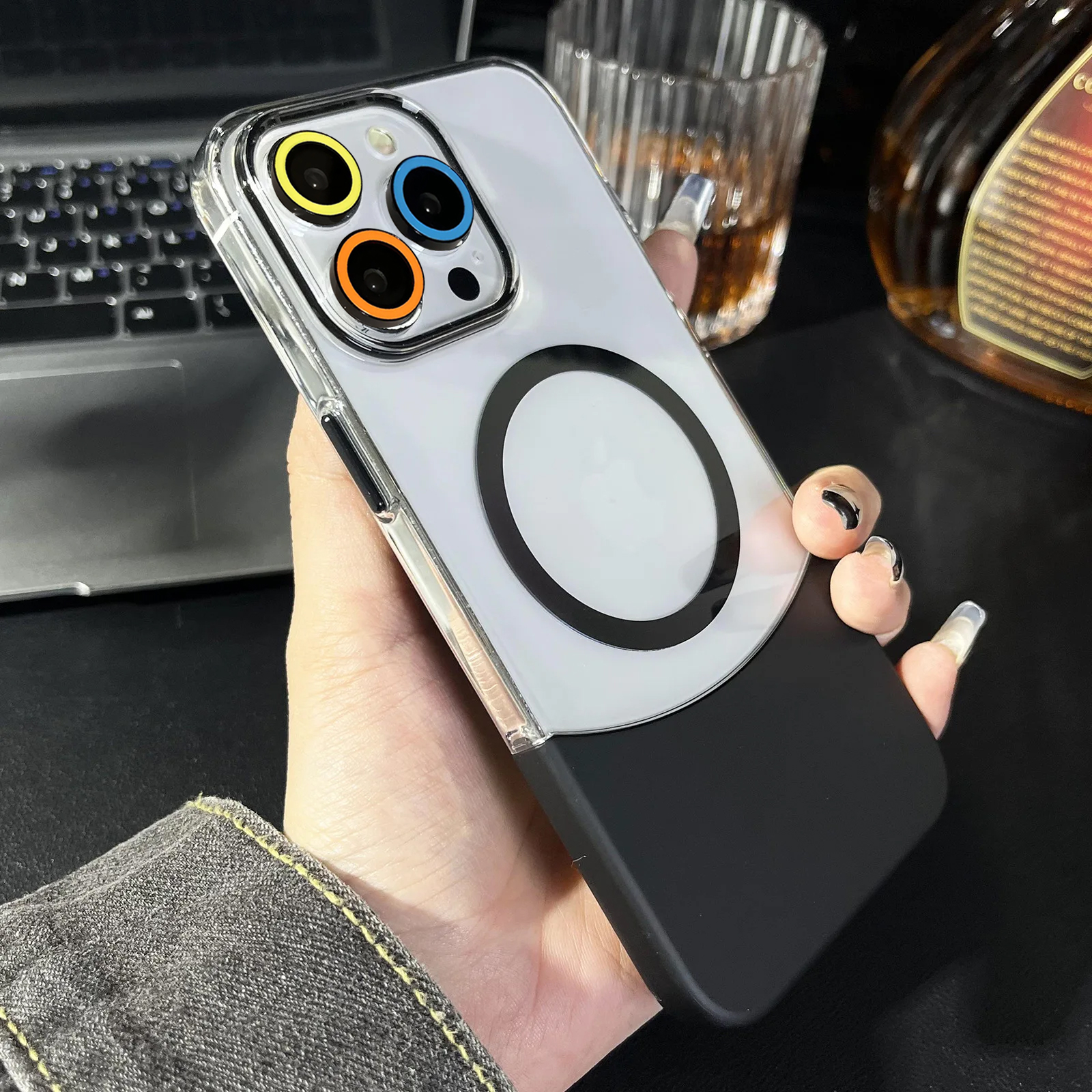 Double Color Matching Removable Phone Case For IPhone 11 12 14 15 16 Pro Max 15 16 Plus Magnetic Phone Cover For 13 14 16 Promax