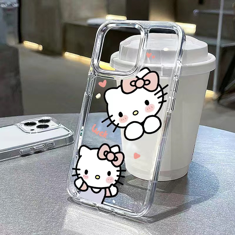 NEW Sanrio Hello Kitty Ins Lovely Phone Case For iPhone 15 14 13 Pro Max 11 12 Pro 7 8 Plus XR XS Max Cute Cover Y2K Anti Fall