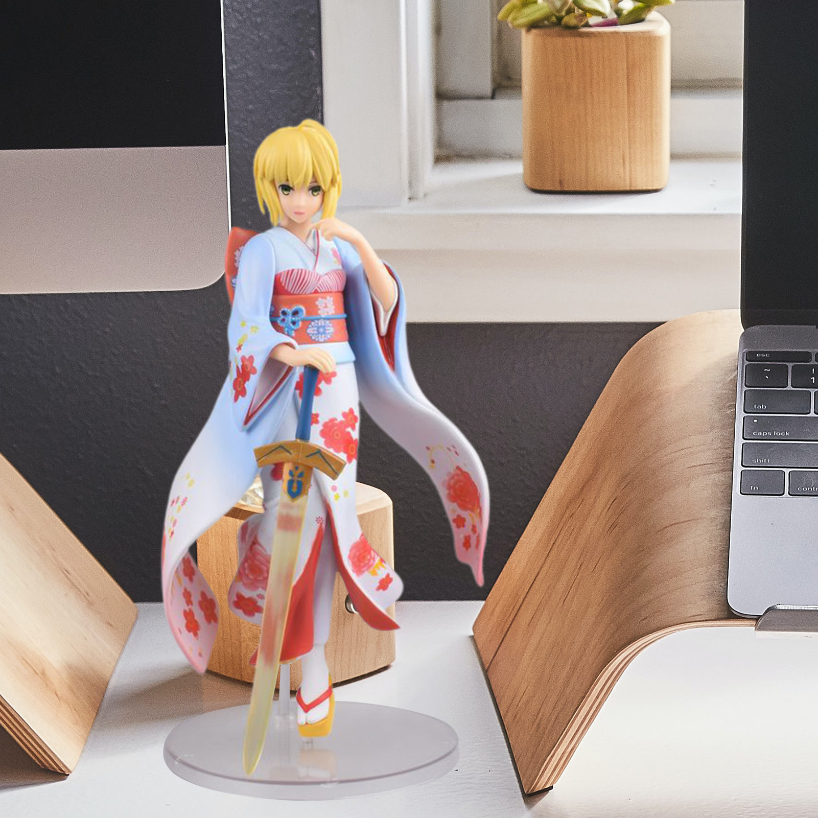 Fate/Stay Night Figure Sakura Kimono Saber-Altria Statue Model Action Figure. 