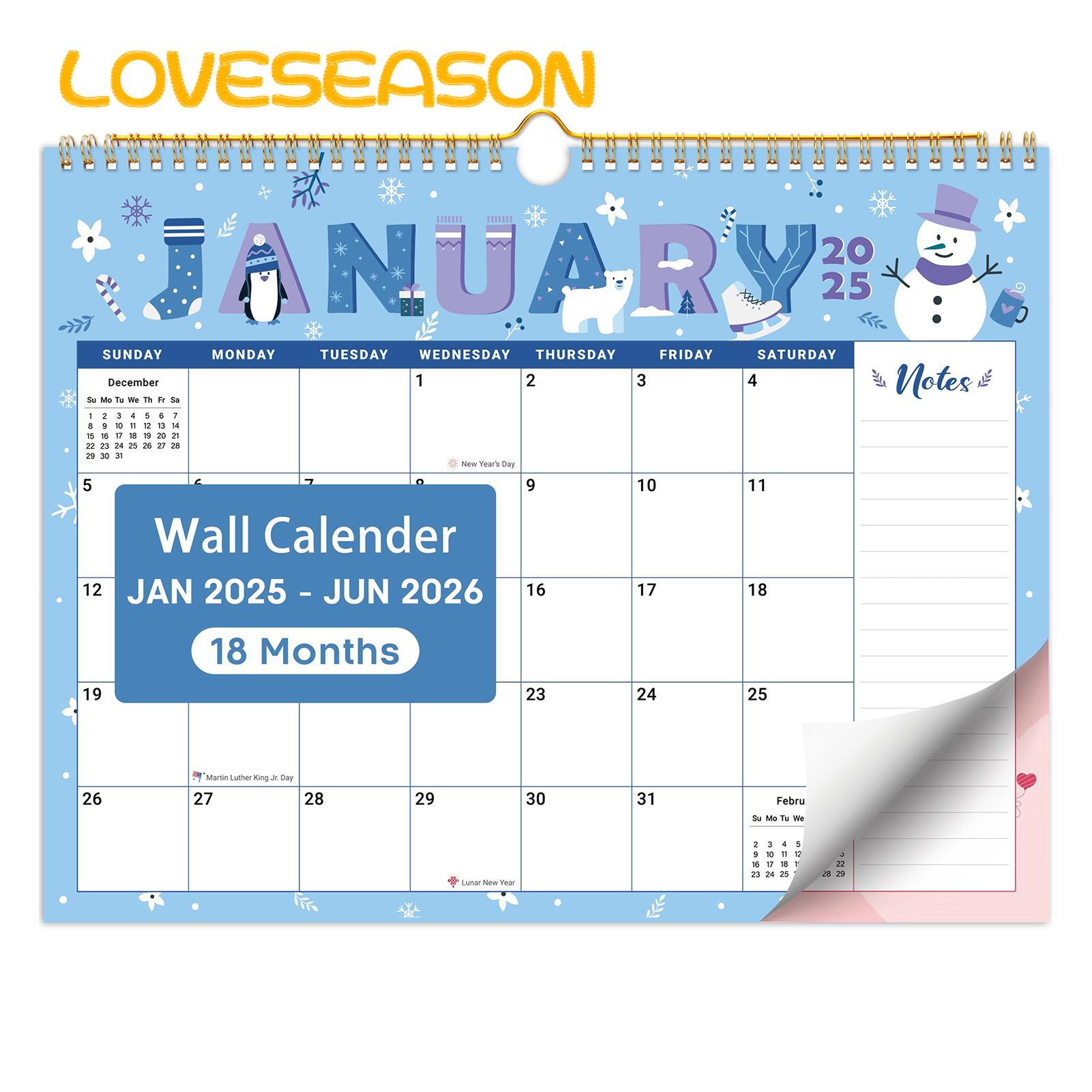 Flexible Wall Calendar 2025-2026 Large Hanging Wall Calendar for Home Office Planner 18-month Schedule Organizer 2025 to June 2026 Spiral Bound Wall Calendar. 