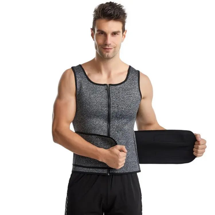 Men's Sauna Sweat Slimming Vest Zip Suit Neoprene Corset Fitness Shapewear Compression  Waist Trainer Top Body Shaper for Workout