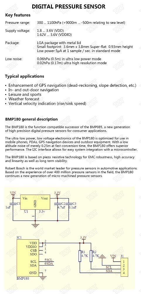 【happy one】BMP180 Replace Barometric Pressure Sensor Board Module GY-68 GY68 For Arduino Inter 1.8V 3.6V 3.5MHZ. 