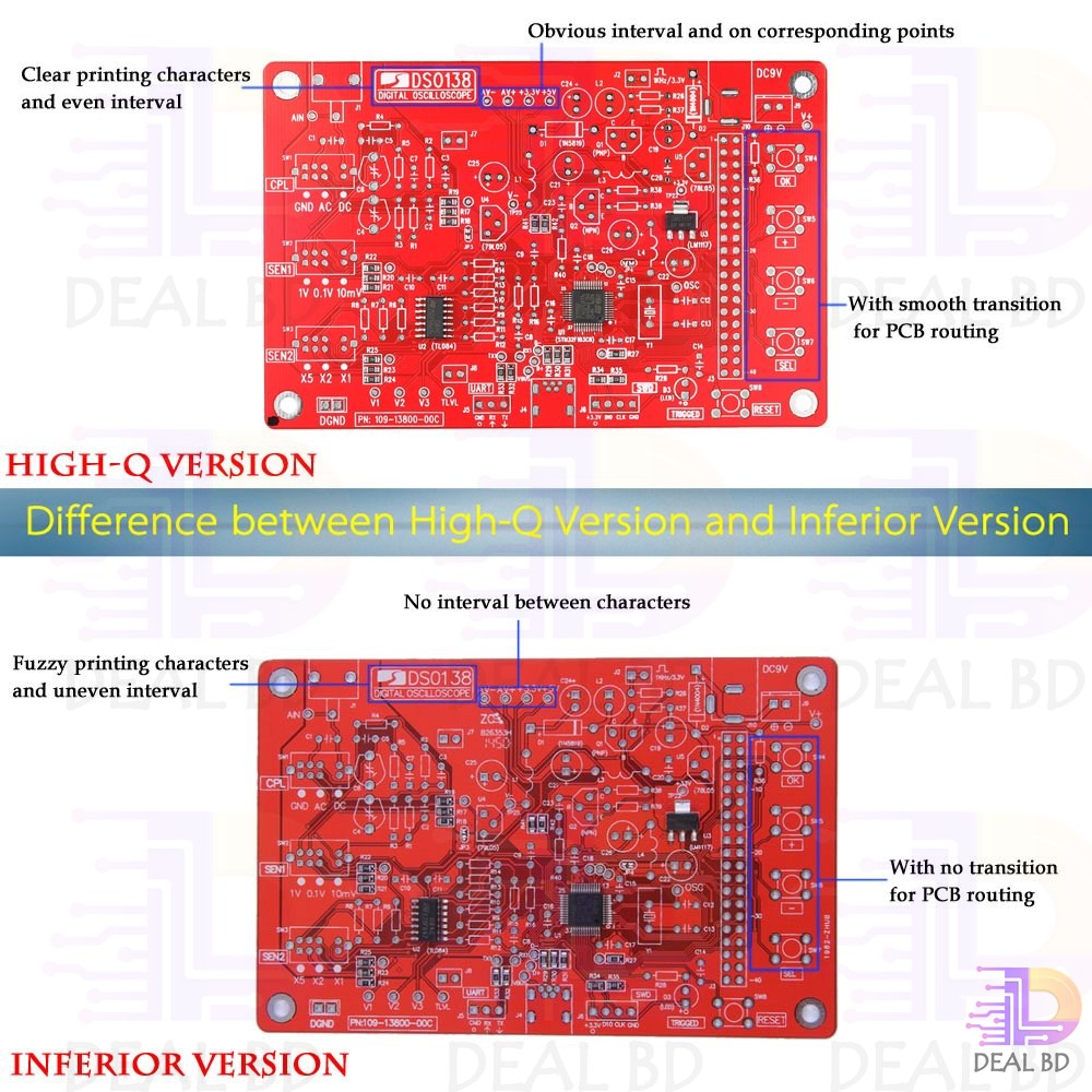 DSO138 2.4″ TFT Handheld Pocket Size Digital Oscilloscope Kit DSO138 Oscilloscope 2.4 Inch  TFT Display  Tools Sets. 