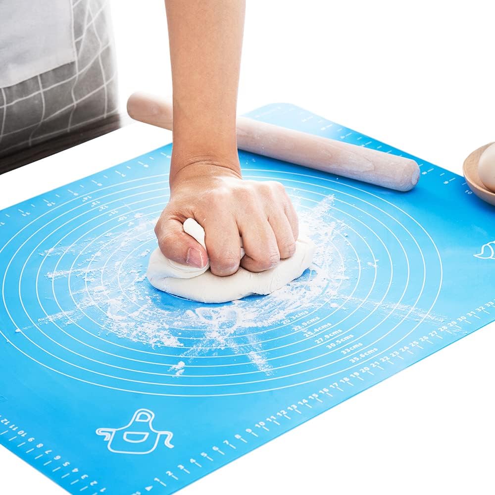 Silicone Pastry Mat Extra Thick Non Stick Baking Mat Non Stick Rolling Dough with Measurements-Non Slip,Kneading Mat, Counter Mat,Dough Rolling Mat,Oven Liner,Pie Crust Mat