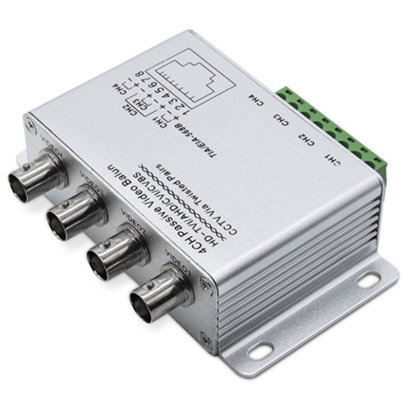 4CH Passive Video Balun for TVI CVI AHD Cameras CCTV Via Twisted Pairs UTP Video Balun 4CH Transceiver BNC To UTP RJ45. 