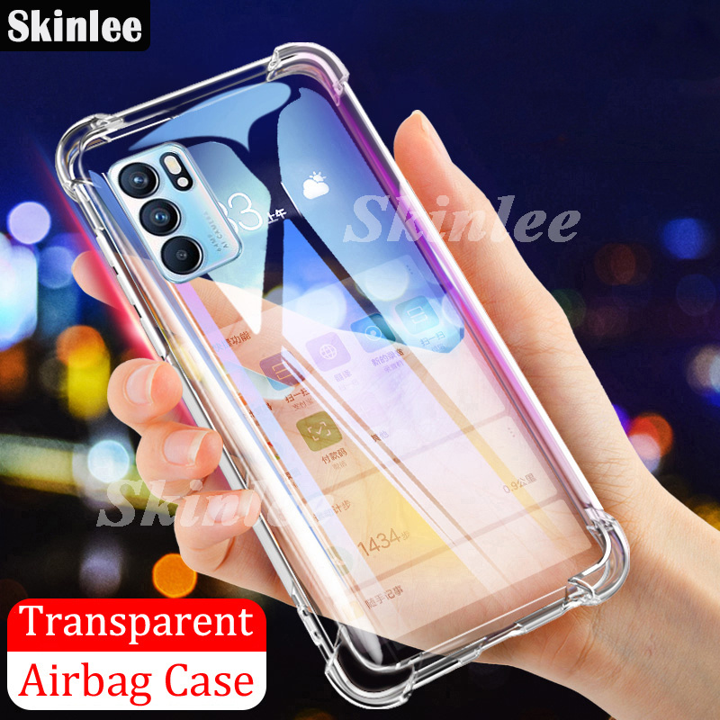 Skinlee Case OPPO Reno 6 Phone Case Shockproof Silicone Clear Phone Back Cover for OPPO Reno 6 Phone cases Cover Transparent Protective Cover Cases