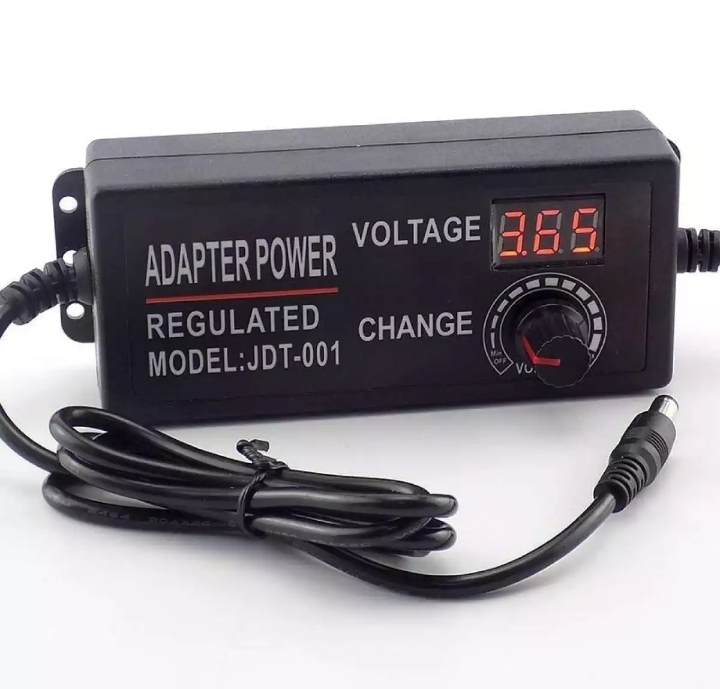 DC 3-24V 5A Adjustable Power Adapter with LED Voltmeter Variable RS775 Motor Power Supply AC 220V to DC 24V Lighting Power Supply for LED Light 775 DC Motor Audio Amplifier LED TV. 