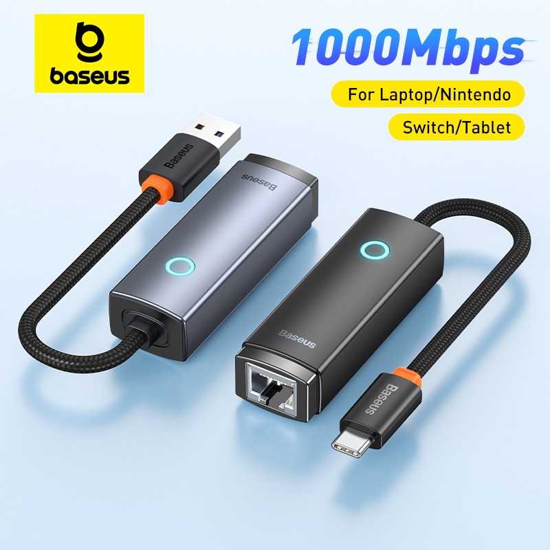 Baseus Adapter Ethernet USB USB3.0 1000 mb/s karta sieciowa USB RJ45 do laptopa Xiaomi Mi Box S przełącznik Nintendo PC Internet USB Lan