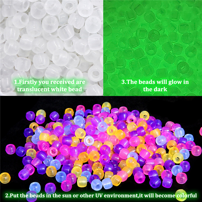 100pcs Color Changing UV Beads Mixed Color Glow In The Dark Beads DIY Jewelry Making Bracelets Necklace Qoddess. 