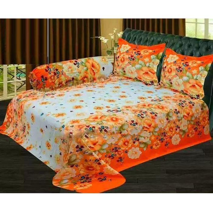 Cotton King Size Bed sheet - 3 pis Set- Multicolour King Size Bedsheet , Bed Sheet , Bedding, Double Size Bedsheet , Boro Bichanar Chador. 