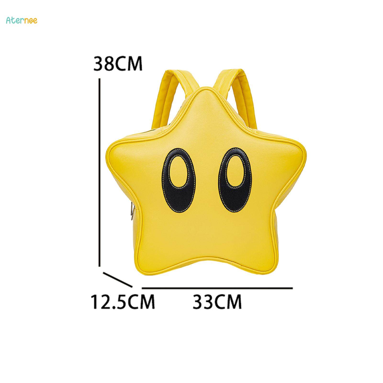 Yellow Star Shape Backpack Bookbag with Adjustable Shoulder Straps Funny Cute Travel Bag 33x12x38cm. 
