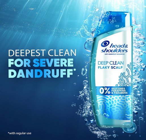 Head & Shoulders Deep Clean For SEVERE Flaky Scalp, Anti-Dandruff Shampoo, Free of Silicones, Parabens and Paraffins, 400 ml-France