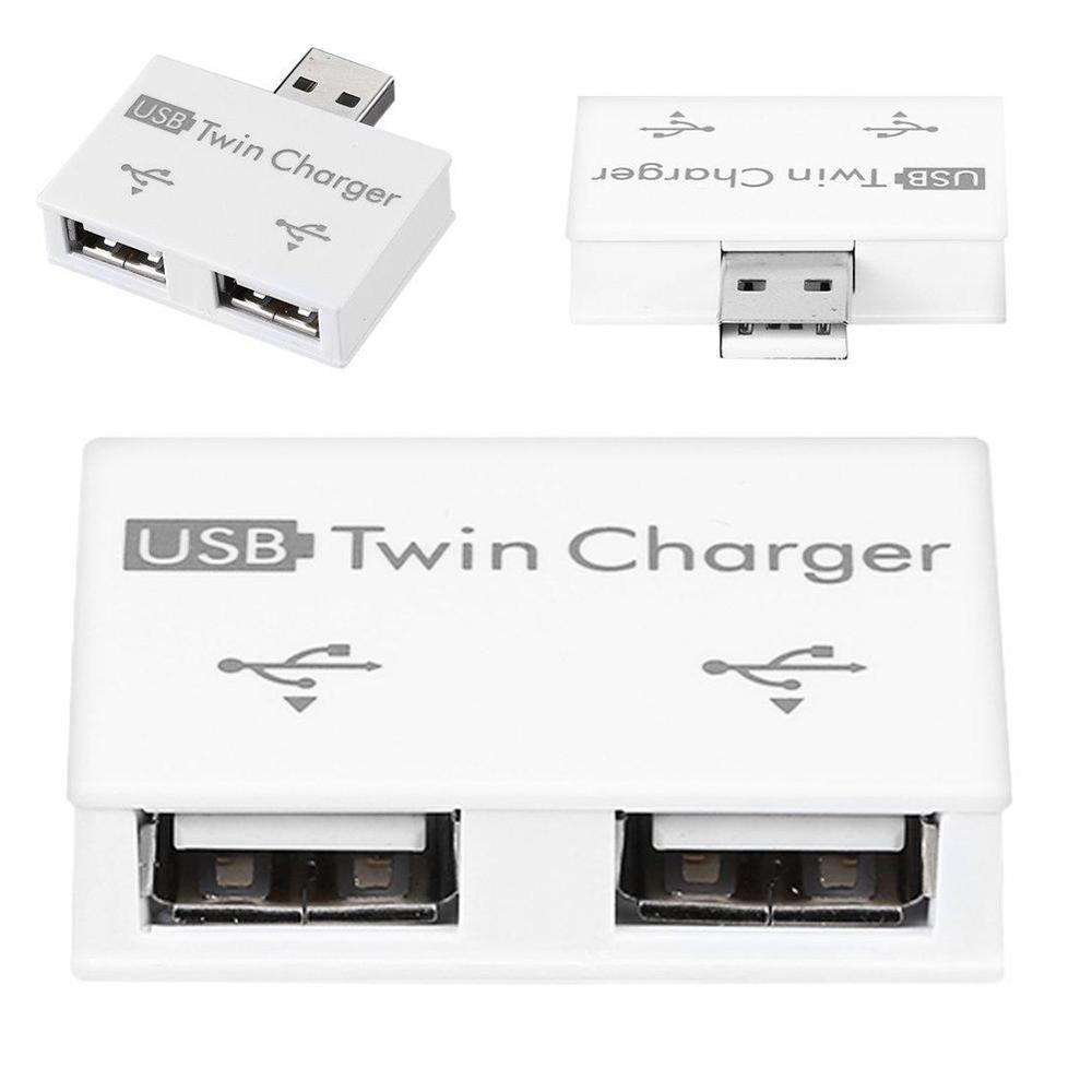 Mini USB Hub To 2 Port Charger Hub Adapter  Fashion New USB Splitter For Phone  Computer USB Hub 2.0（white）. 