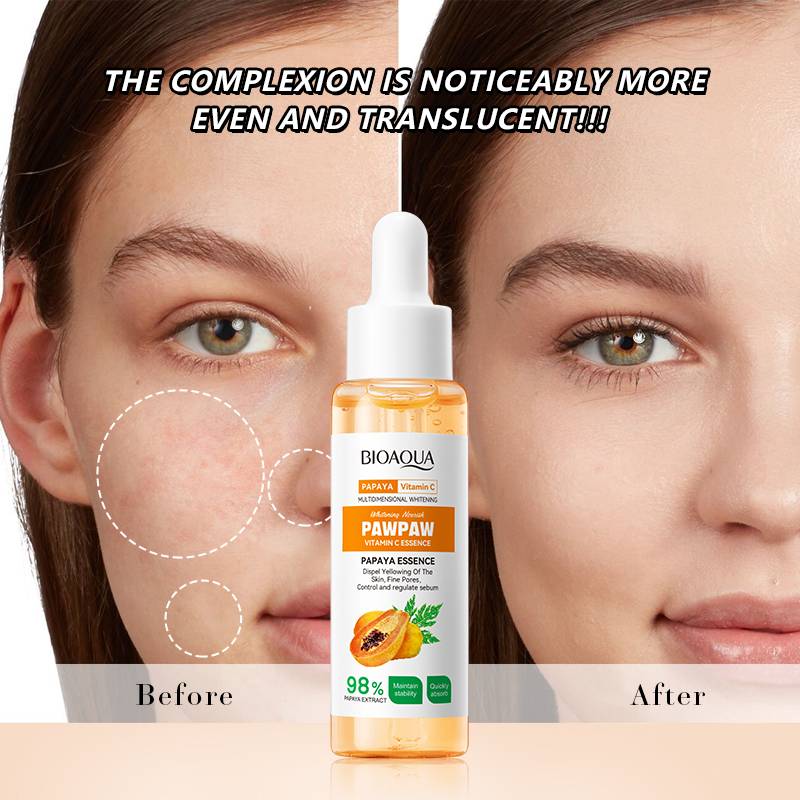 BIOAQUA PAW PAW VITAMIN C ESSENCE PAPAYA EXTRACT BRIGHTENING ANTI OXIDATION DEEP HYDRATION MOISTURIZING SERUM 30ML. 