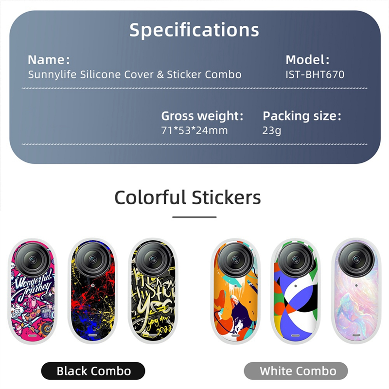 SUNNYLIFE for Insta360 Go3 Heat Dissipation Silicone Cover Thumb Camera Sticker Lens Cover Protective Case Hanging Cord Set B Easy Install Easy to Use. 
