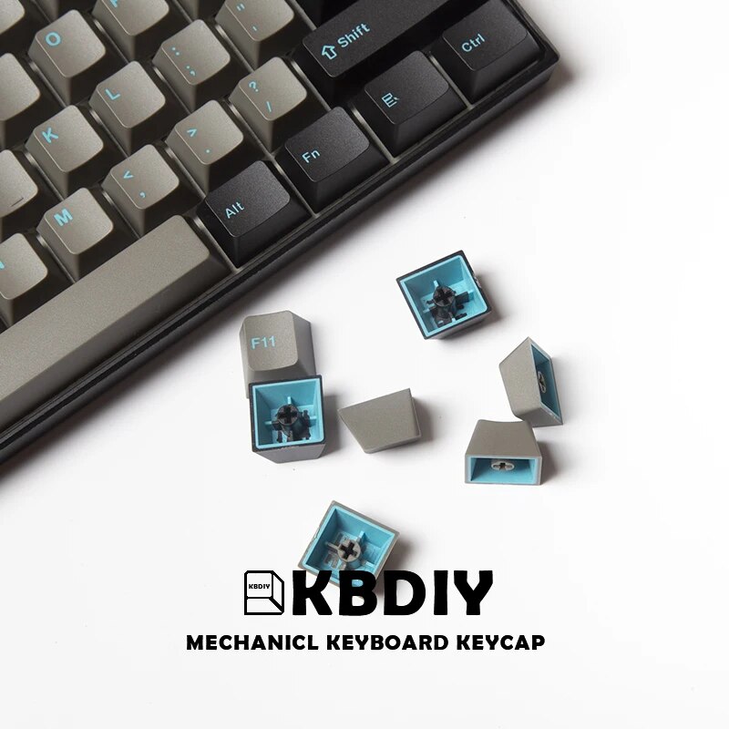 KBDiy 123 Keys/Set OEM Profile PBT Keycaps Blue Black Retro Custom Key Caps for Mechanical Gaming Keyboard 61 gk61 TM680 Keycap. 