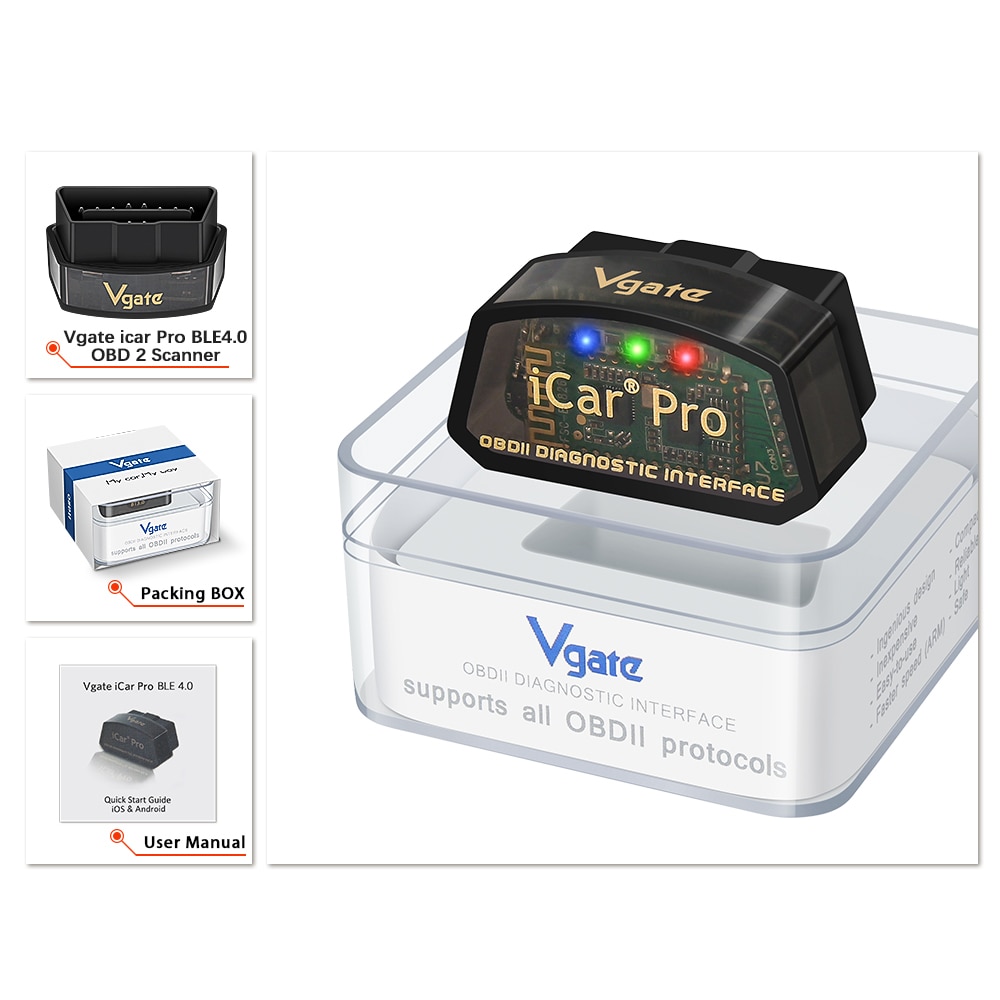 Vgate iCar Pro ELM 327 OBD2 Scanner BT 4.0 WIFI For Android/IOS OBD 2 Automotive Tool OBDII Code Reader Car Diagnostic Tool. 