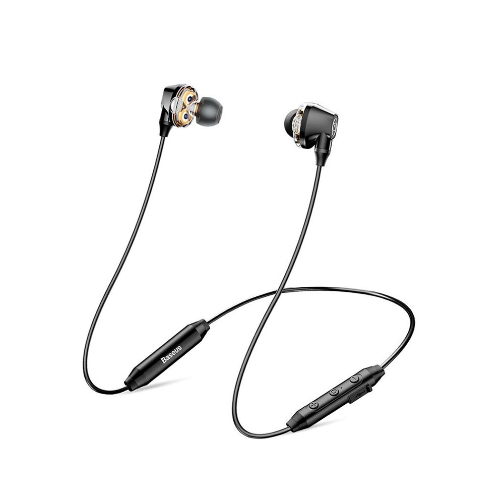 Baseus S10 Dual Driver Moving Coil Dynamic Waterproof Wireless Bluetooth Earphone Headphone - Neckband. 