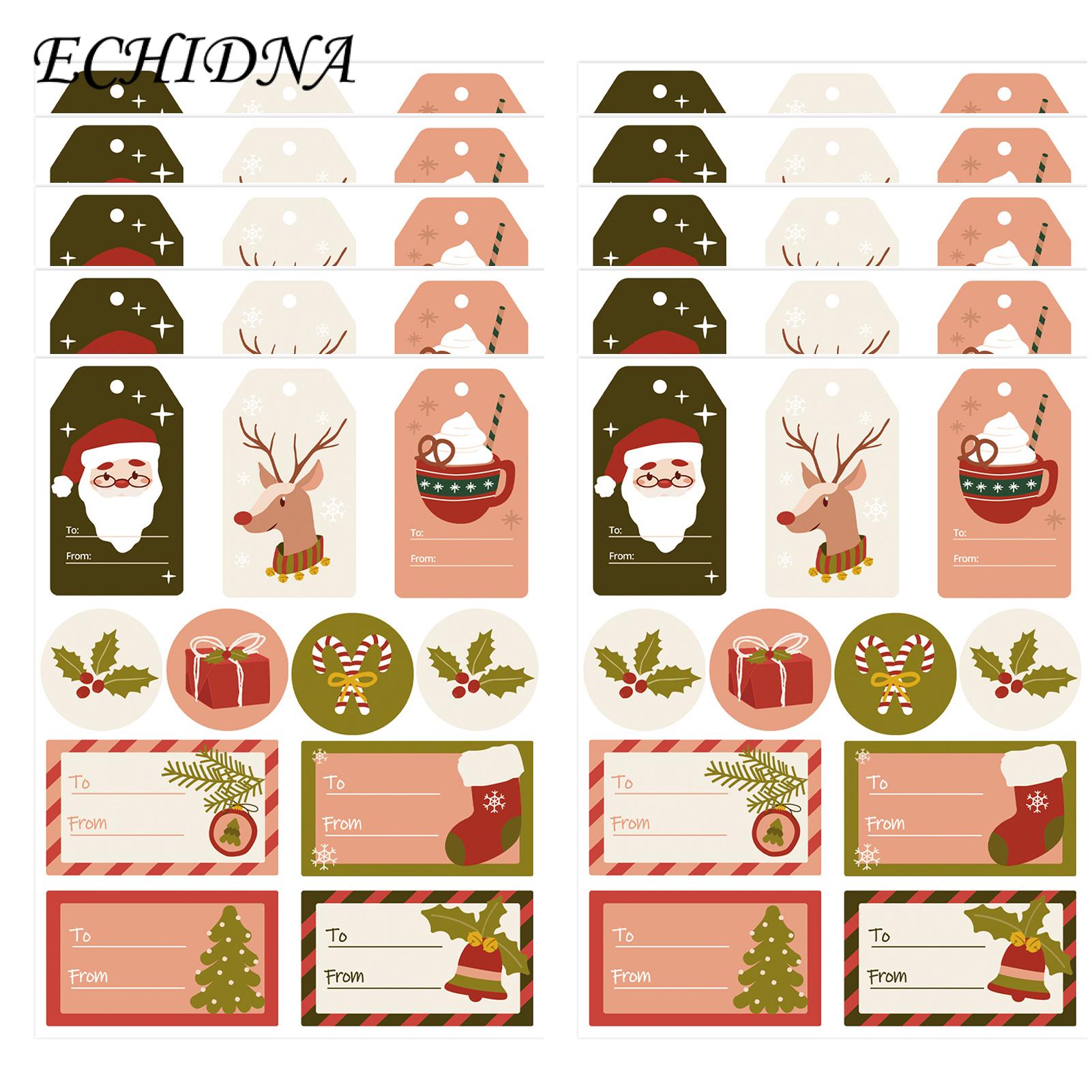 Santa Claus Tmed Gift Stickers 10 Sets Christ Gift Tag Stickers Cute Santa Elk X Tme Labels for Diy Present Boxes Greeting Cards Envelopes Christ Gift Labels