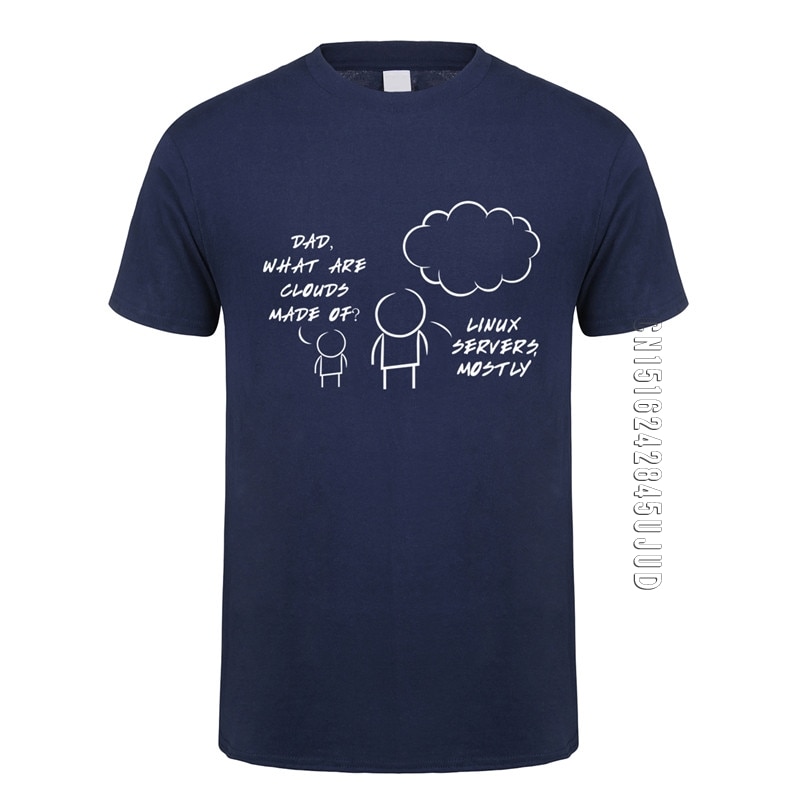 Linux servers Mostly Cloud T Shirt Summer Men O Neck Cotton Computer Programmer Tshirt Funny Man T-shirts. 