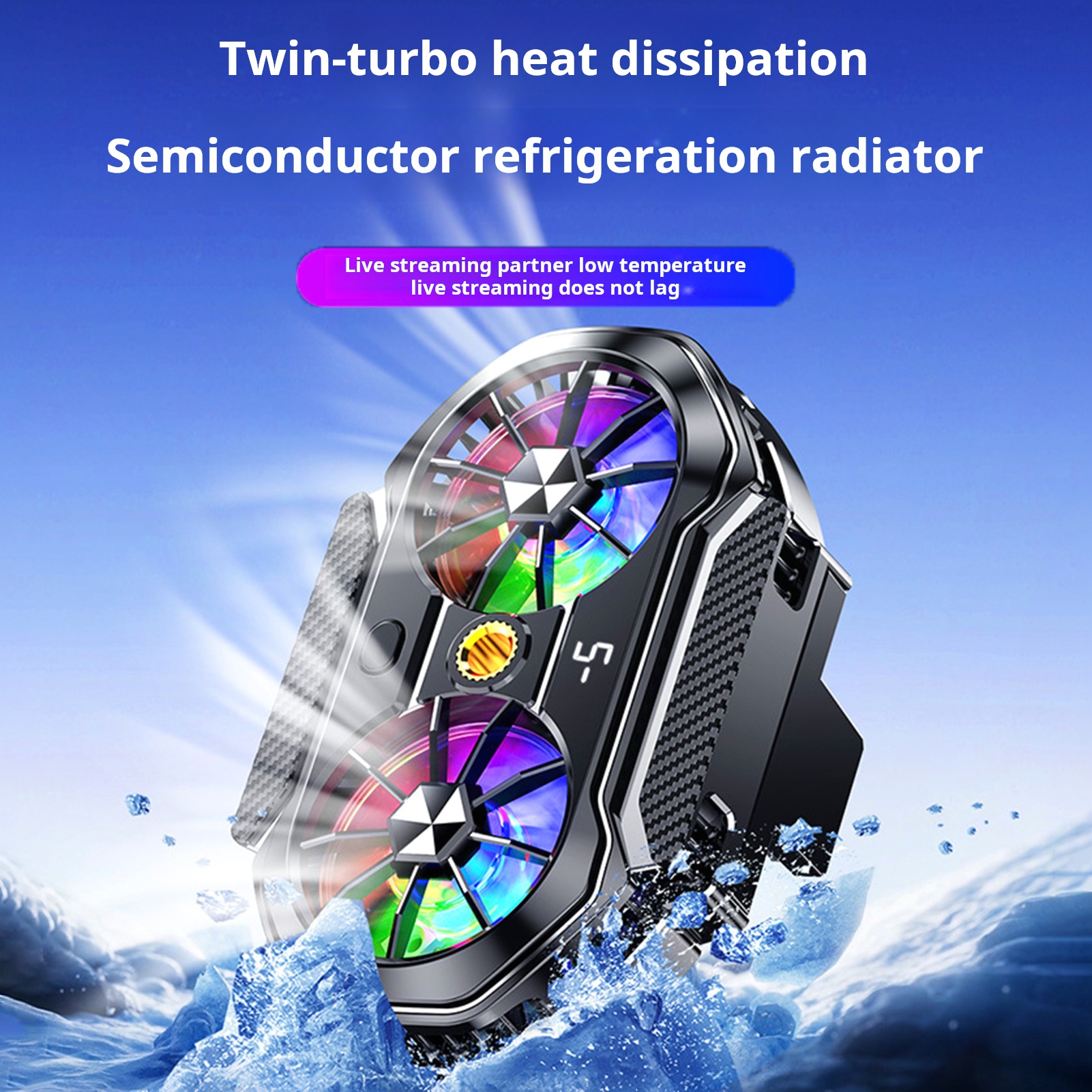 Ethereon Mobile Phone Radiator Rgb Mobile Phone Cooling Fan with Digital Display Universal Cellphone Cooler for Heat Sink. 