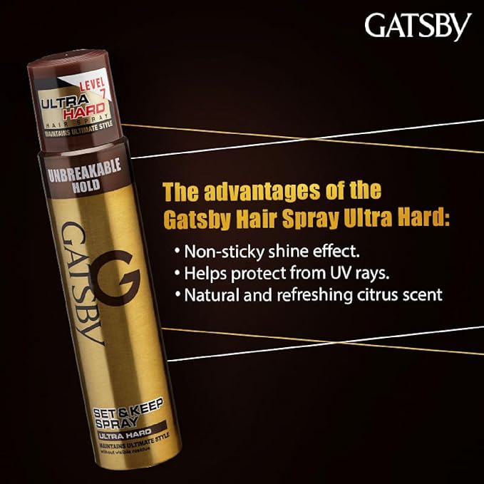 Gatsby - Set & Keep Spray Ultra Hard | Maximum setting power for an Ultimate style - 250ml. 