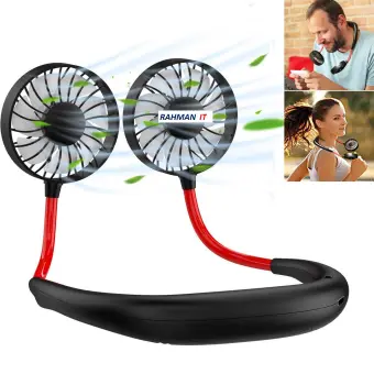 USB Rechargeable Wearable Hand Free Neckband Fan Portable Neck Double Fans 32