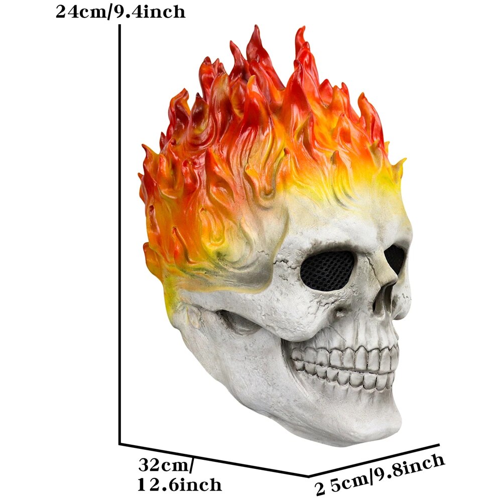 Bulex Halloween Ghost Rider Red Flame Skull Mask Horror Ghost Full Face Latex Masks Cosplay Costume Props. 