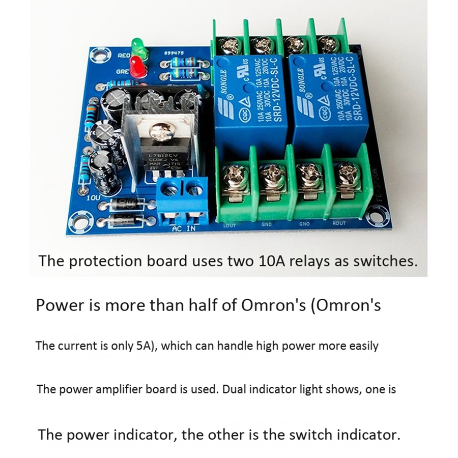 Dual Channel Speaker Protection Circuit Board High-Power Audio Amplifier Speaker Protector. 