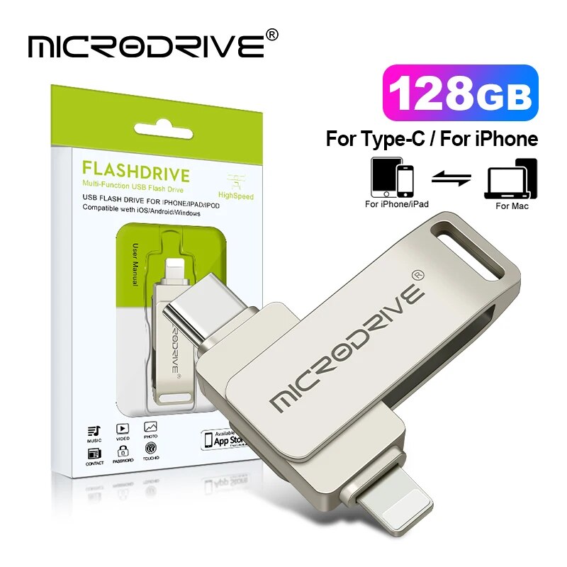 TYPE-C Flash Drive pendrive For iPhone /Plus/X/ipad Usb/Otg 2 in 1 Pen Drive For all iOS External Storage Devices/ cell phone. 