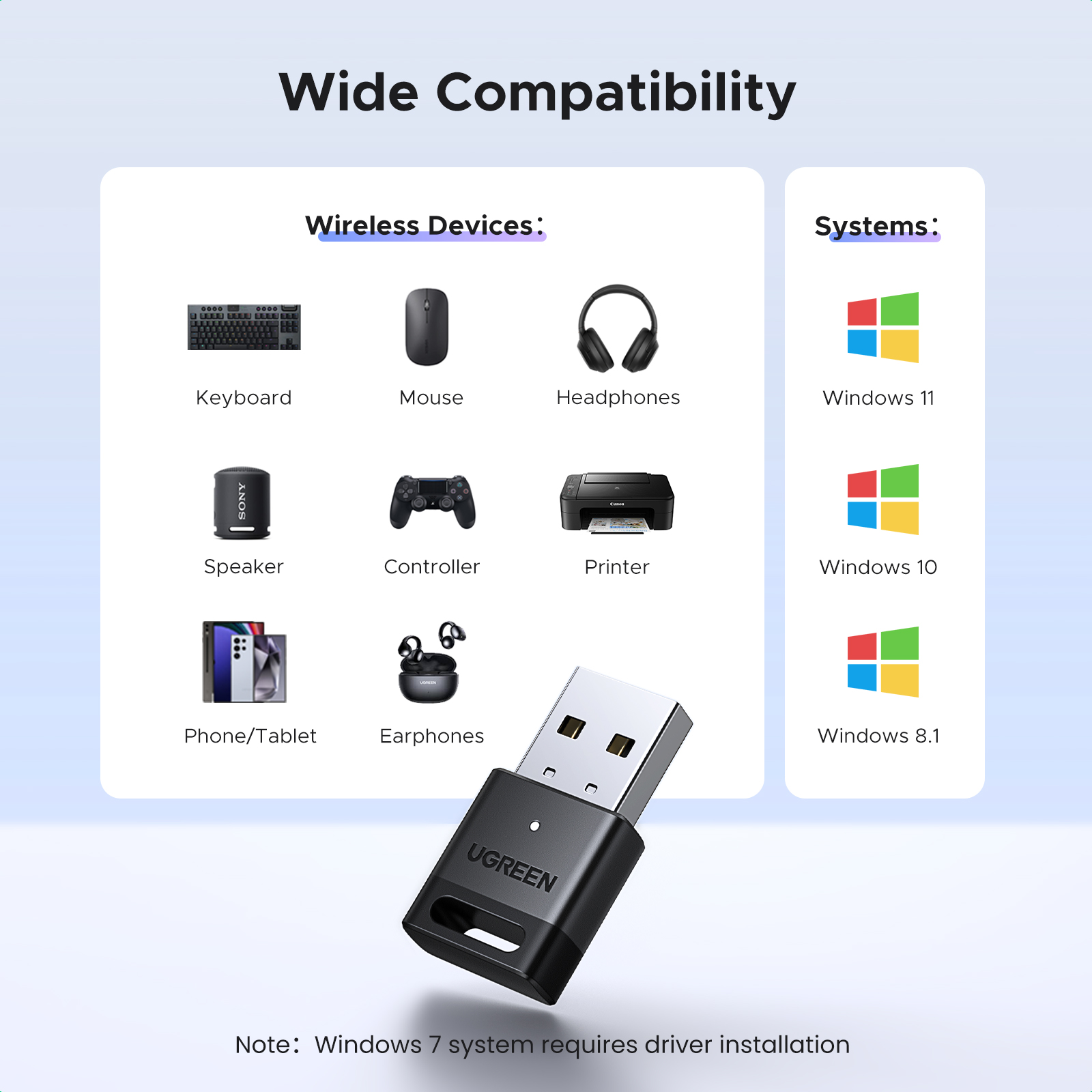 UGREEN CM748 (45134) Bluetooth v5.4 Adapter - UGREEN Bluetooth v5.4 Adapter - High-Fidelity Audio - Plug and Play - Up to 5 Devices Sync Connected. 