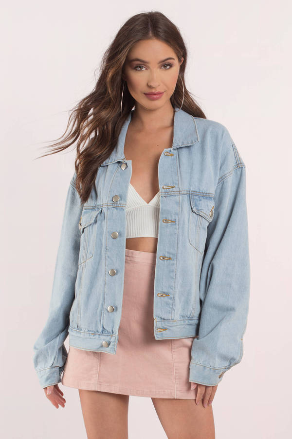 light blue oversized denim jacket