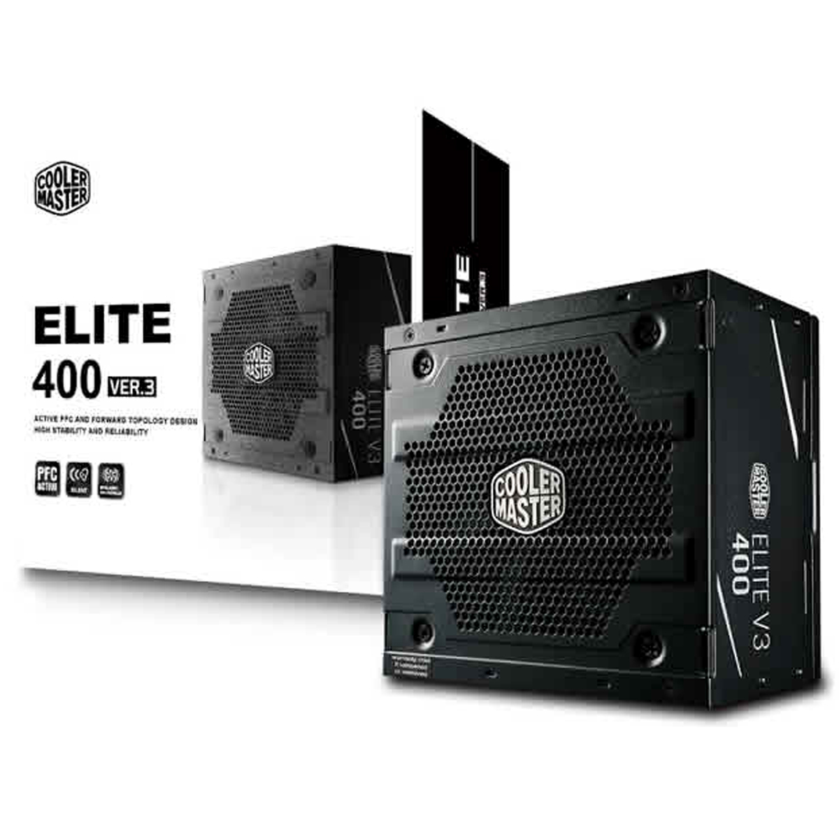Cooler Master MPE-4001-ACABN-IN Elite V4 400W Non-Modular PSU (Power Supply Unit). 