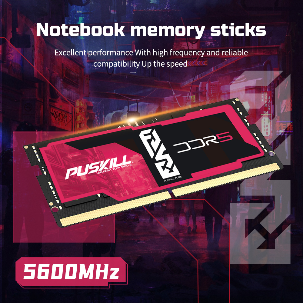 PUSKILL FUSE Memoria Ram DDR5 Notebook 32GB 16GB 8GB 5600MHz 5200MHz 4800MHz 262-PIN 1.1V PC5 SODIMM Laptop Memory Memória. 
