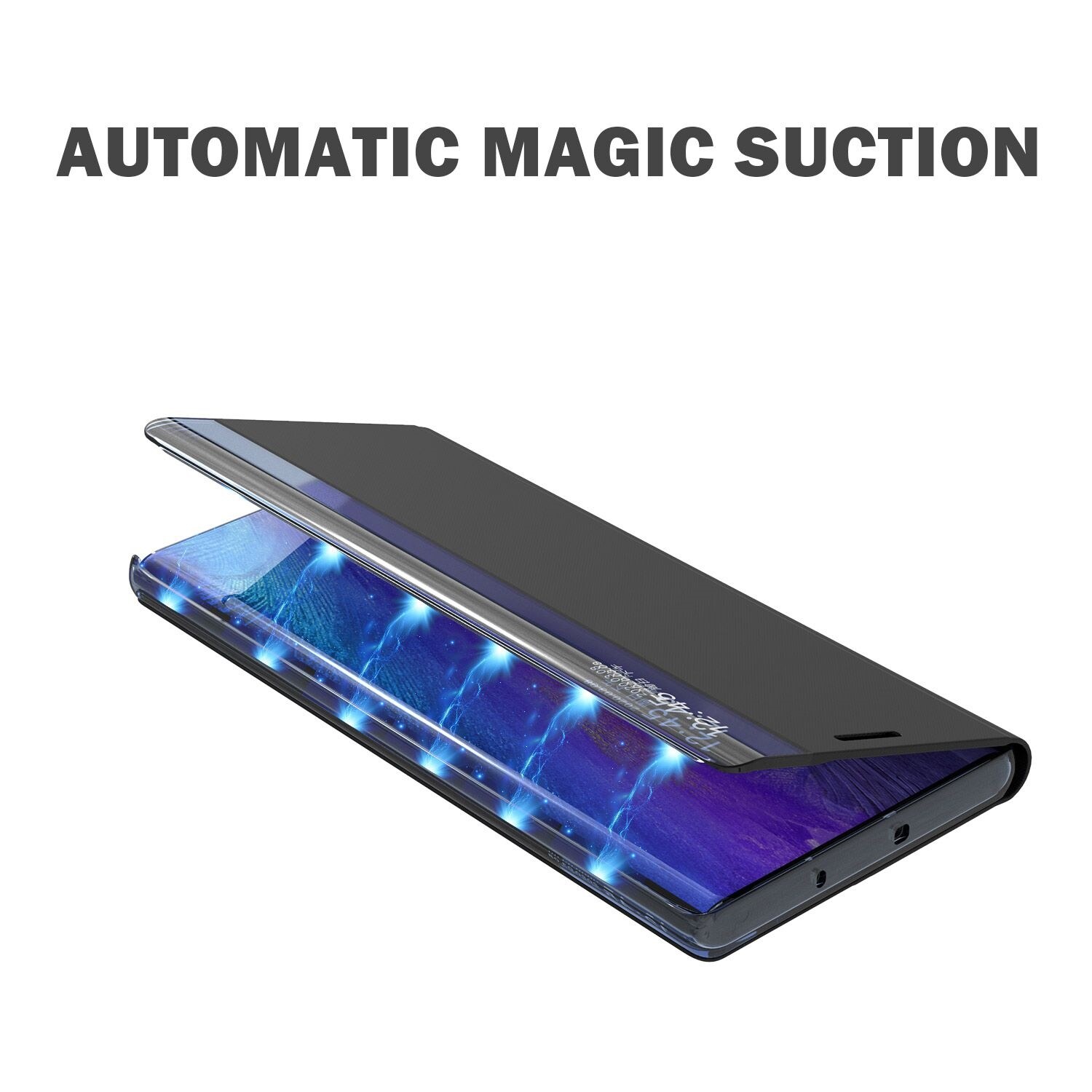 lthmy for Samsung Galaxy S23 Ultra Slim PU Leather Flip Smart View Window Stand Casing Cover. 